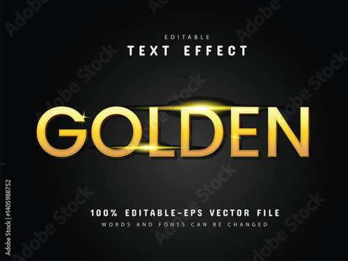 Editable shiny gold text effect vector,  editable glossy gold text style