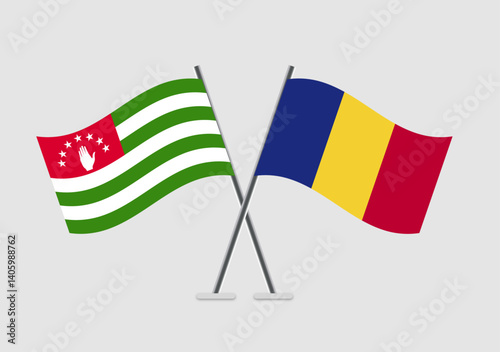 Abkhazia and Romania vector flags in design representing dialogue