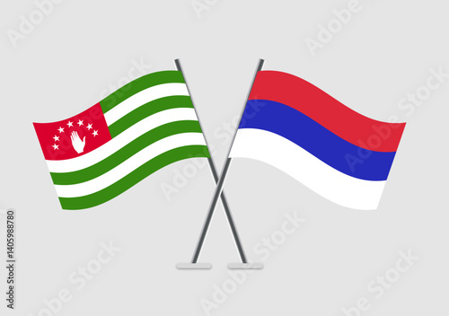 Abkhazia and Republika Srpska vector flags with minimal patriotic graphics