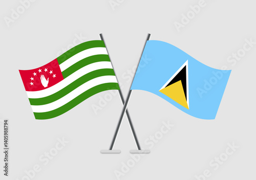 Abkhazia and Saint Lucia vector flags with simplified waving pattern