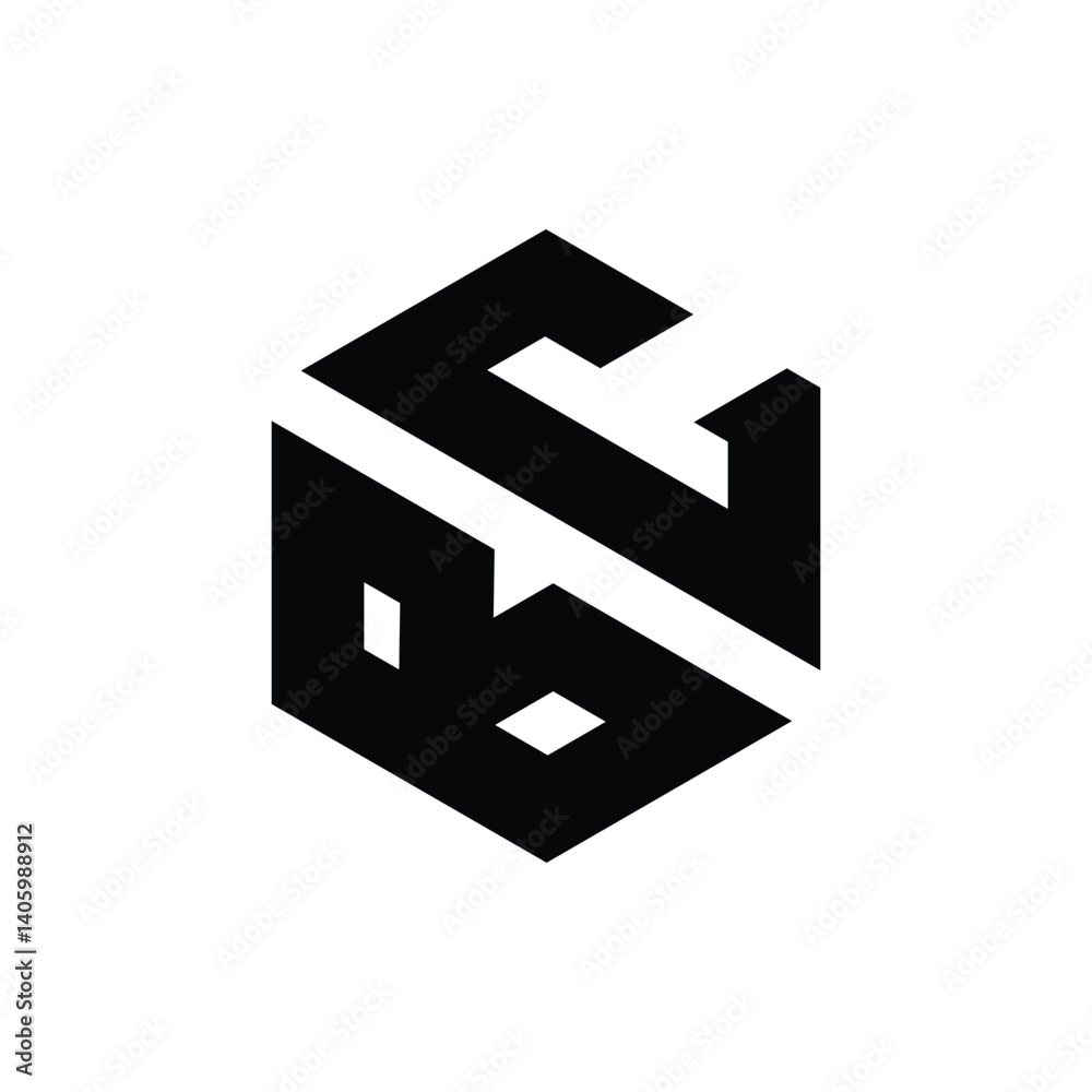 Initial BC Logo Polygon Shape Letter logo Design white background Initial BC Logo Polygon Shape Letter logo Design white background