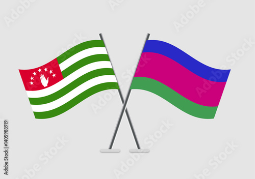 Abkhazia and Kuban Peoples Republic vector flags in international meeting symbol