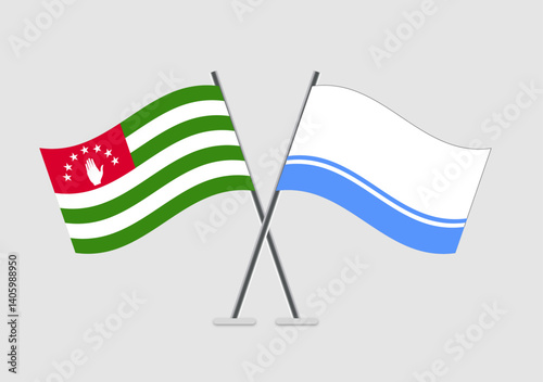 Abkhazia and Altai Republic vector flags with smooth shadow and soft colors