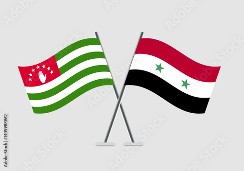 Abkhazia and Syria vector flags crossing in simple elegance
