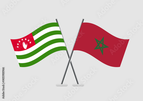 Abkhazia and Morocco vector flags with creative color flatness