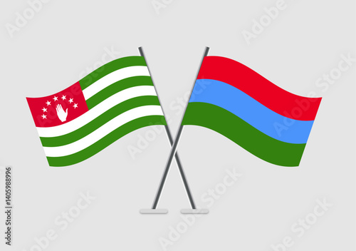 Abkhazia and Karelia vector flags positioned in mirror image