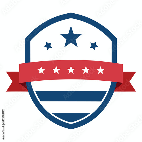 Free Download American Style Circular Shield with Stars vector illustration on white background - GFXLoad