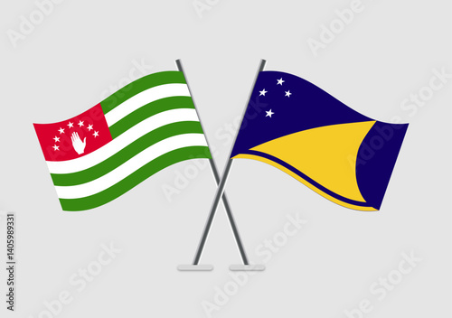 Abkhazia and Tokelau vector flags illustration of mutual respect