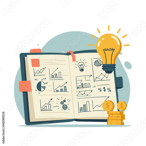 Small Business Planning with Ideas and Financial Charts  