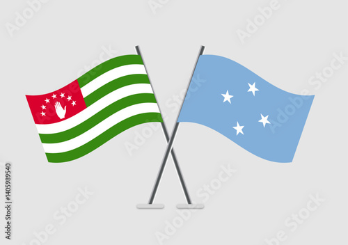 Abkhazia and Micronesia, Federated States vector flags with minimal line and shade
