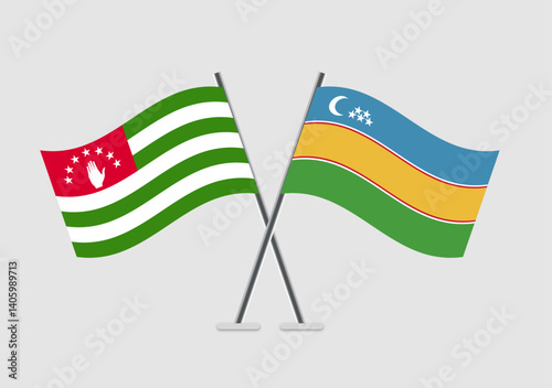 Abkhazia and Karakalpakstan vector flags design with flat color scheme