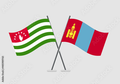 Abkhazia and Mongolia vector flags shown in clean digital vector