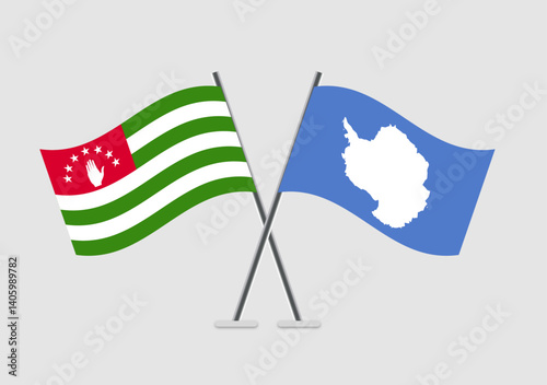 Abkhazia and Antarctica vector flags in stylized crossing pose