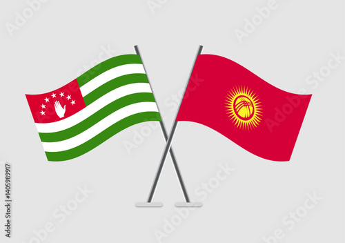 Abkhazia and Kyrgyzstan vector flags illustration for design templates
