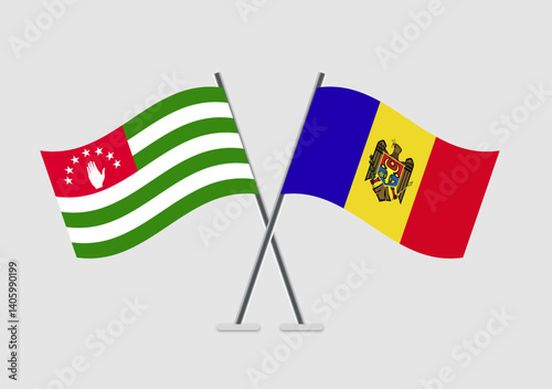 Abkhazia and Moldova vector flags in contemporary graphic display