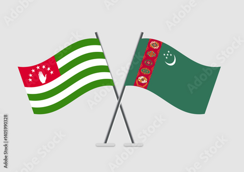 Abkhazia and Turkmenistan vector flags in minimalist national theme
