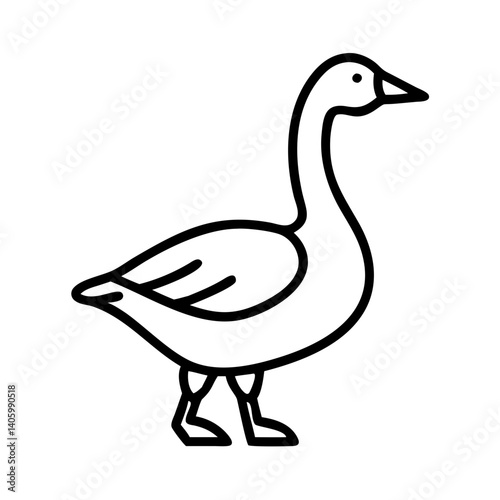 Goose outline drawing vector illustration, waterfowl bird line art, simple goose clip art image vector