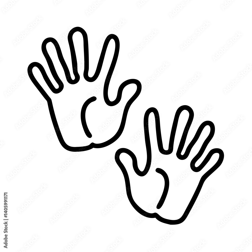 Hands outline vector illustration, handprint drawing, hand gestures, hand art, hand design icon Hands outline vector illustration, handprint drawing, hand gestures, hand art, hand design icon