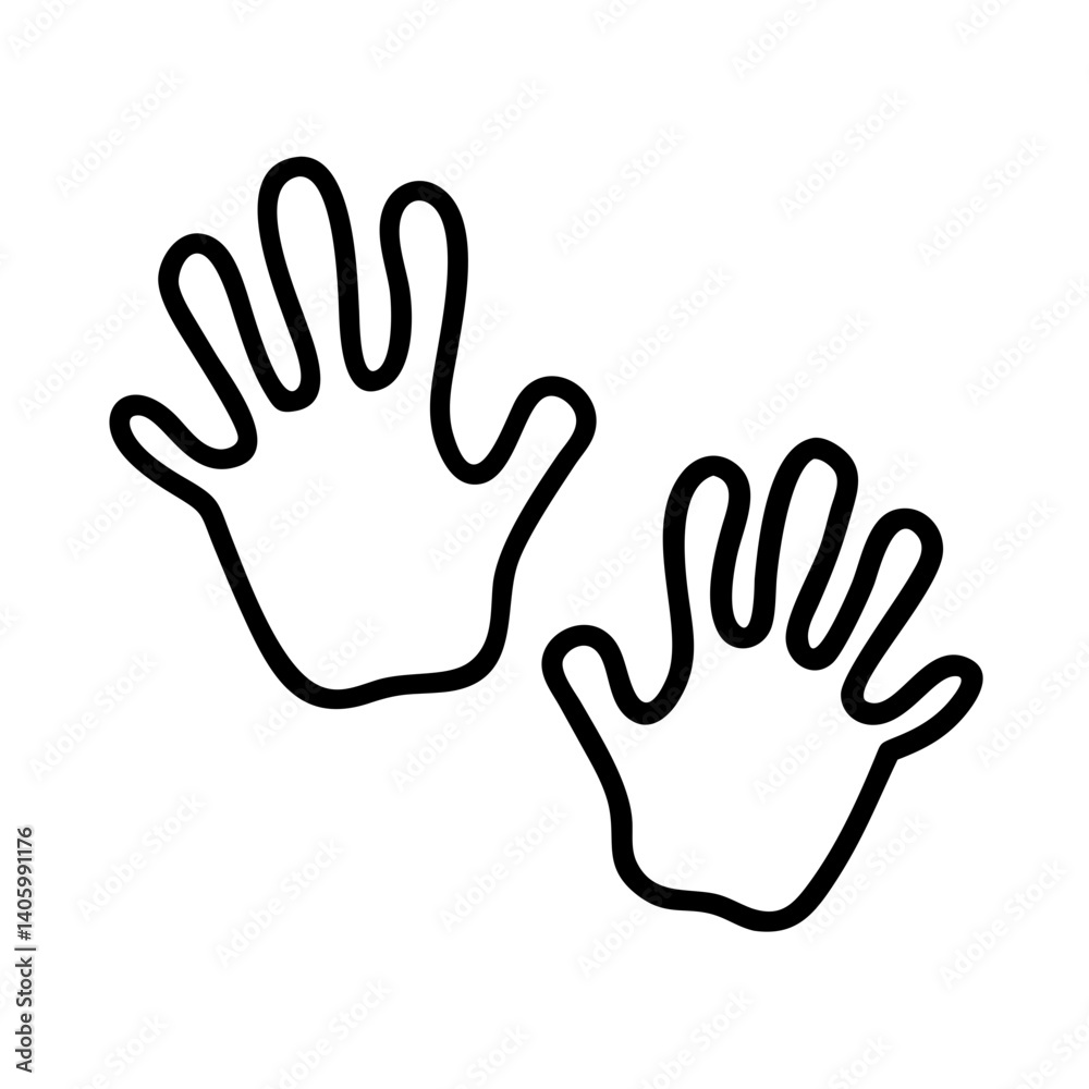 Handprint outline vector art: child hand prints, kids hand art, family handprints, craft idea Handprint outline vector art: child hand prints, kids hand art, family handprints, craft idea