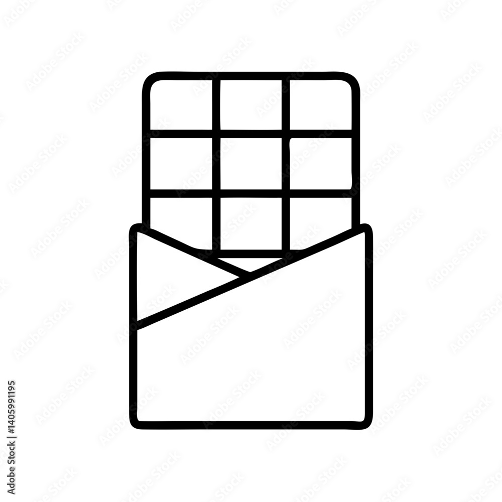 Chocolate bar icon vector illustration, sweet dessert treat, snack food, cocoa product, candy 9 squares Chocolate bar icon vector illustration, sweet dessert treat, snack food, cocoa product, candy 9 squares