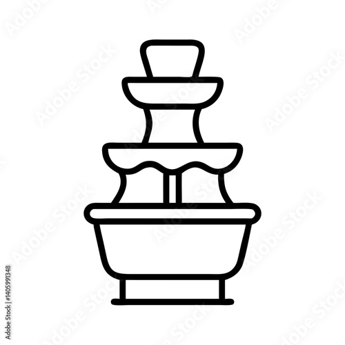 Chocolate fountain vector illustration, dessert catering equipment, fondue machine outline icon