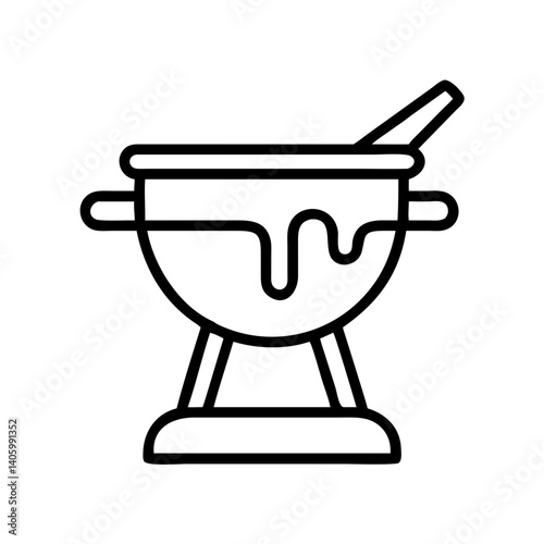 Delicious chocolate fondue pot with dipping fork vector illustration design for dessert lovers