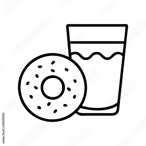 Donut and milk vector illustration breakfast snack sweet treat dessert food icon bakery item