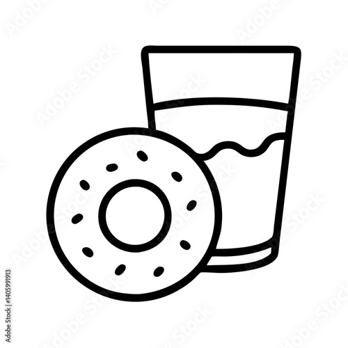 Donut and milk vector illustration, breakfast food and drink icon, bakery and dairy product art