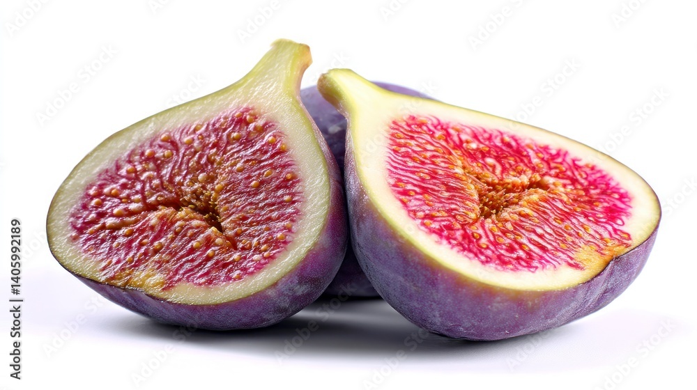 Cutting Fresh Figs on White Background Showing the Seeds Cutting Fresh Figs on White Background Showing the Seeds