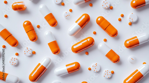 Obraz na płótnie orange medical capsules with oil or medicine on white background w salonie