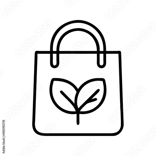 Eco friendly reusable shopping bag with leaf logo vector illustration design element