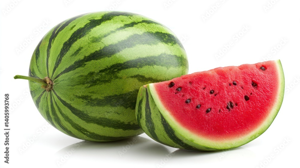 Watermelon and Slice Fresh Fruit Still Life Isolated Watermelon and Slice Fresh Fruit Still Life Isolated