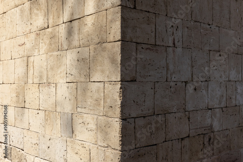 Obraz na płótnie Photograph of the corner of a brick wall with stone blocks w salonie