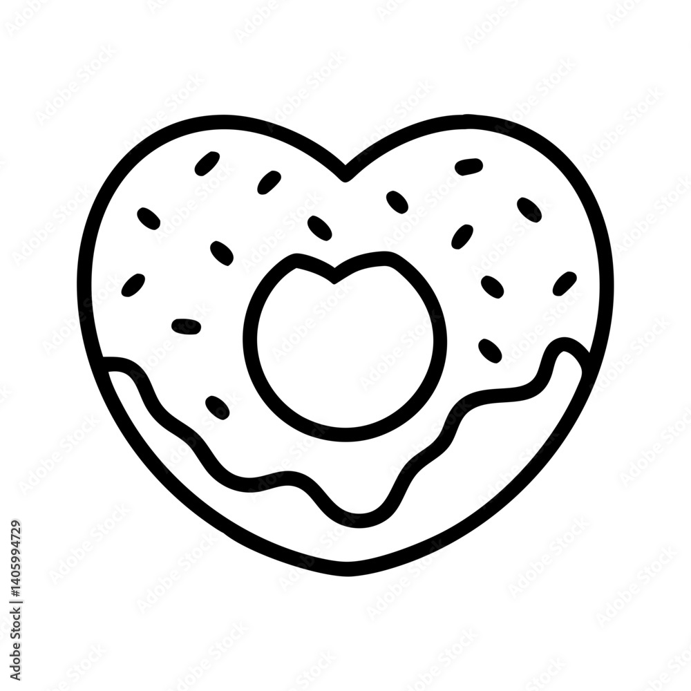 Heart shaped donut outline vector illustration for valentine's day dessert bakery sweet treat 90 Heart shaped donut outline vector illustration for valentine's day dessert bakery sweet treat 90