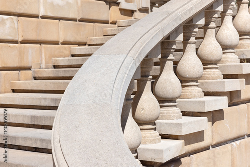 Obraz na płótnie Turning stone staircase with a beautifully designed balustrade w salonie