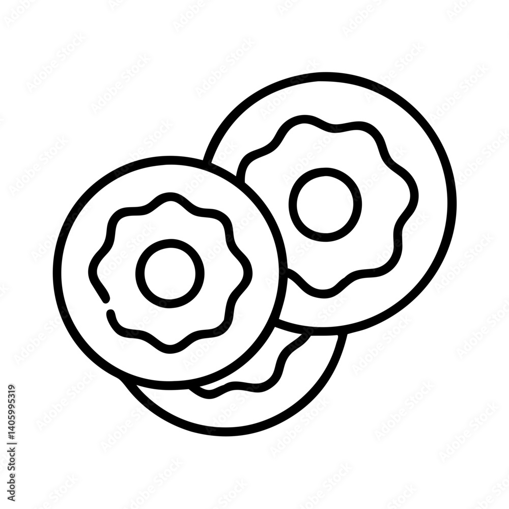 Delicious donuts vector illustration, bakery and pastry shop, sweet dessert, donut outline icon design Delicious donuts vector illustration, bakery and pastry shop, sweet dessert, donut outline icon design