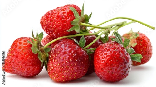 Fresh Strawberries Pile on White Background Closeup