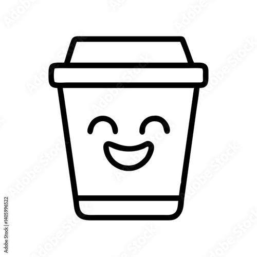 Happy coffee cup vector illustration, cute coffee to go icon, coffee cup with face drawing design