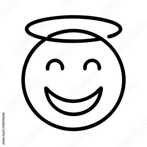Schilderij op canvas Angel emoji vector illustration, smiley face with halo, cute angel face, heavenl