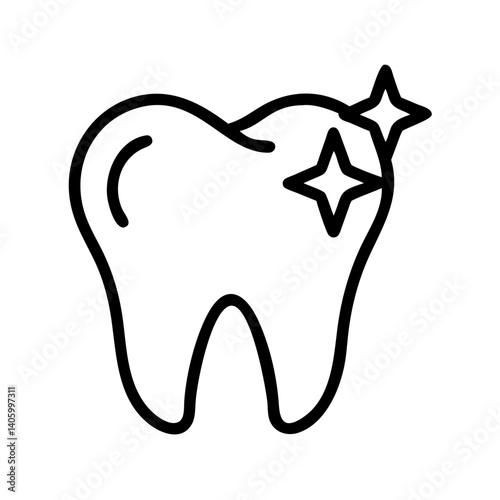 Shiny white tooth vector icon for dental care, oral hygiene, and teeth whitening services design element