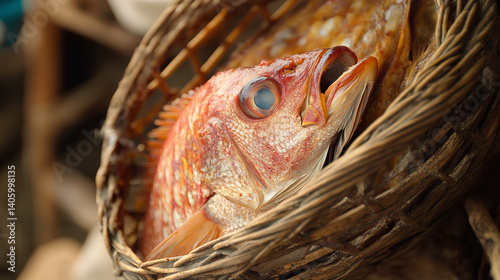 Obraz na płótnie Red snapper of dried fish w salonie