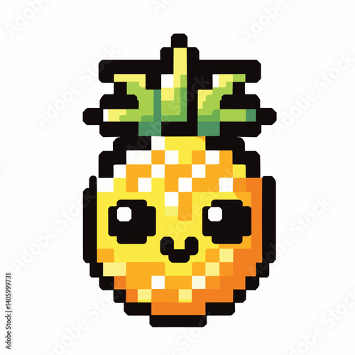 Cute Pixel Art Pineapple Character With Adorable Face