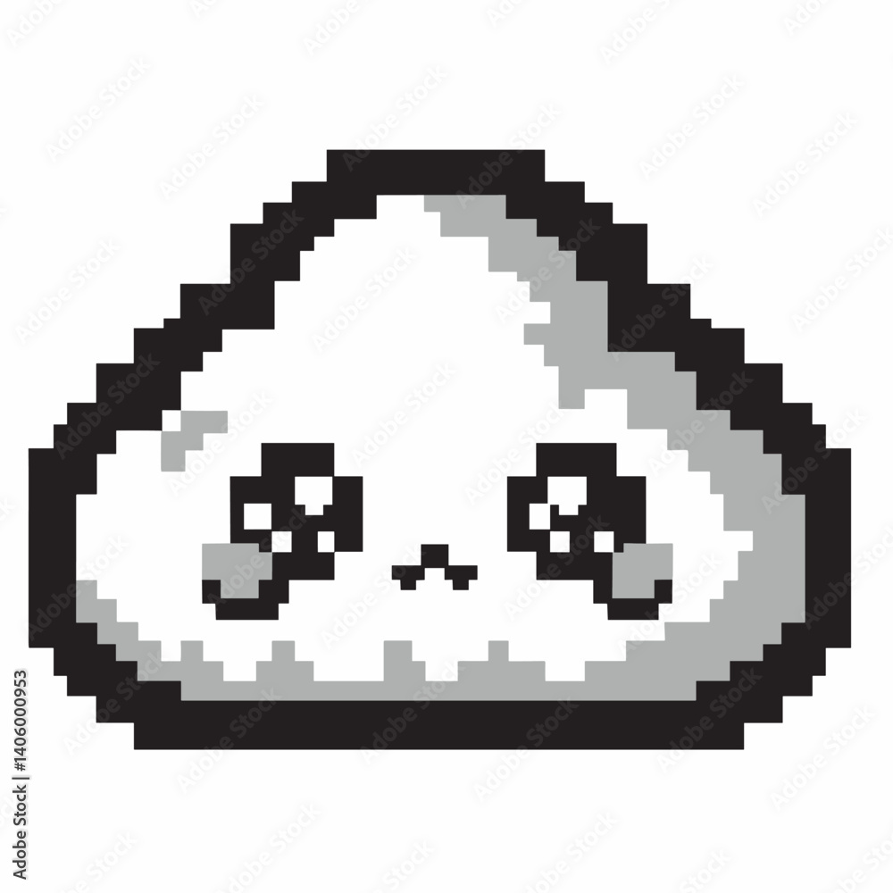 Cute Pixel Art Cloud Character with Kawaii Expression Cute Pixel Art Cloud Character with Kawaii Expression