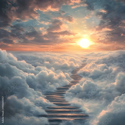 Ethereal Horizon: A Staircase into the Cosmos Enfolding Dreams and Mysteries