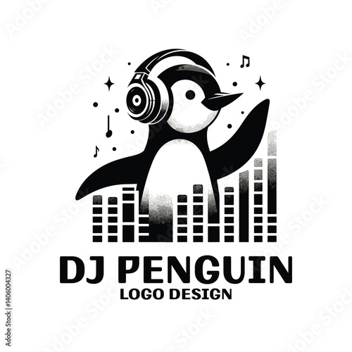 DJ Penguin Vector Logo Design