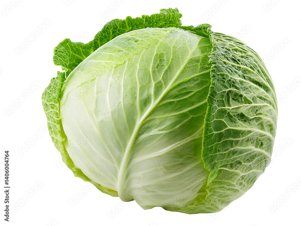 Fototapeta premium Fresh green cabbage isolated on transparent background