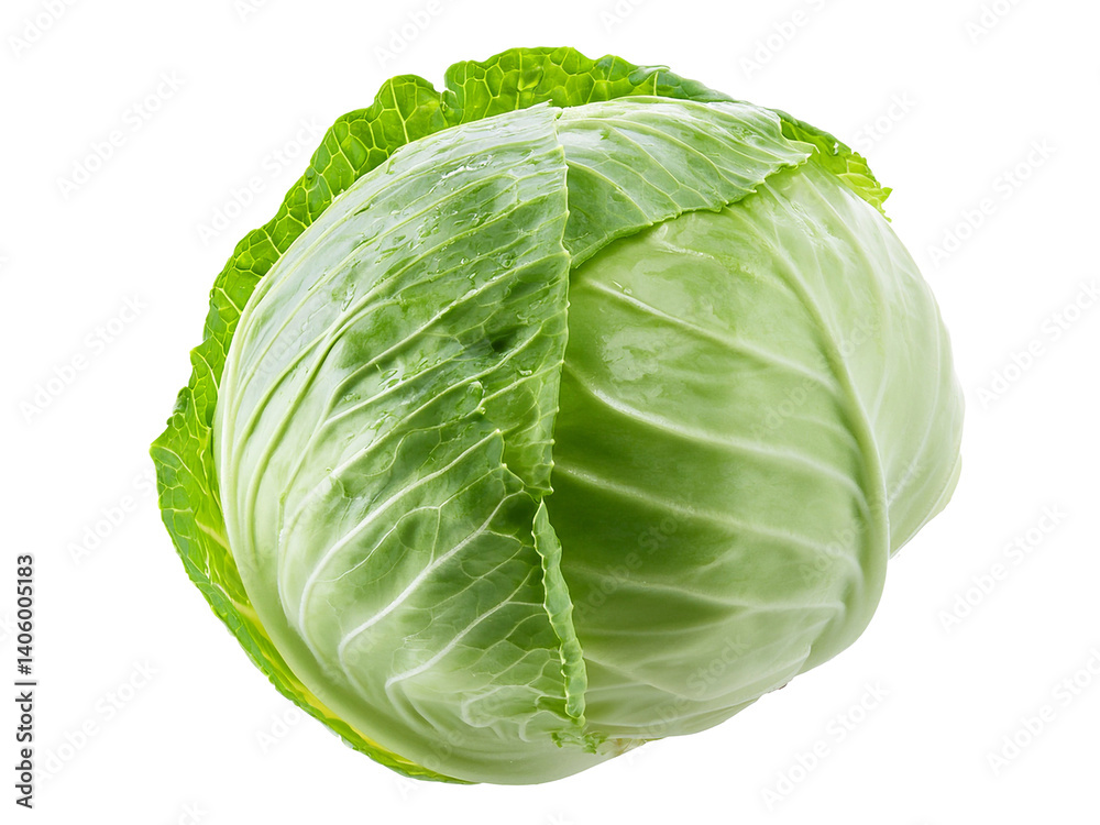 Fototapeta premium Fresh green cabbage isolated on transparent background