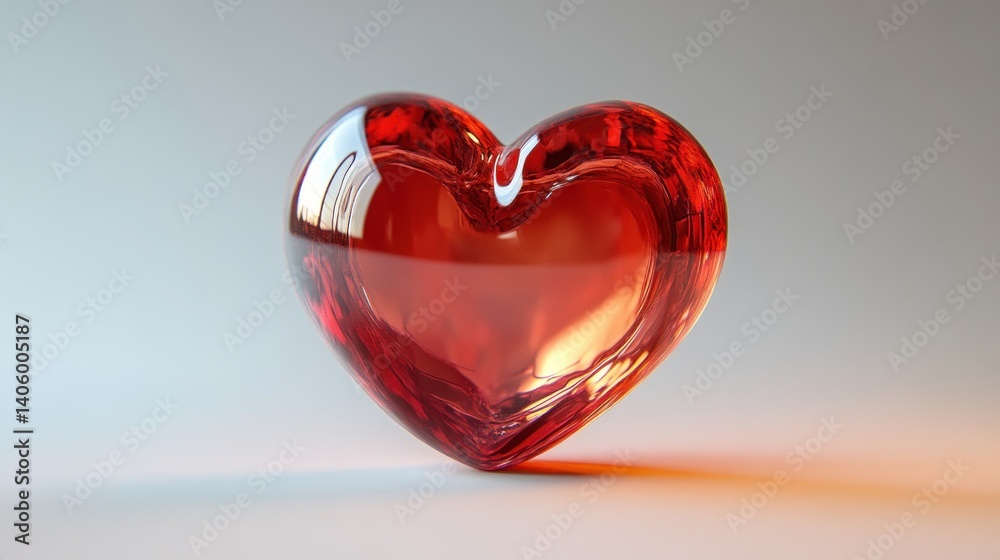Fototapeta premium Shiny Red Heart Sculpture A Symbol of Love and Romance for Valentines Day Weddings and Anni