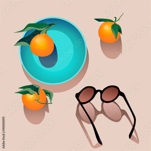 Sunglasses and oranges