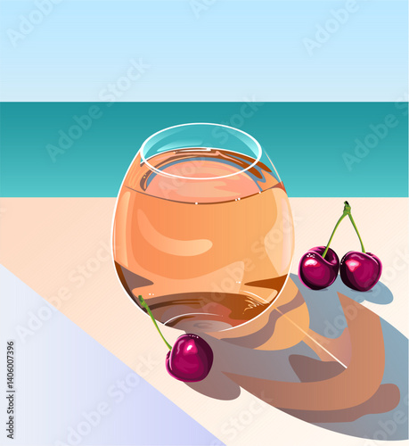 Glass of drink with cherries